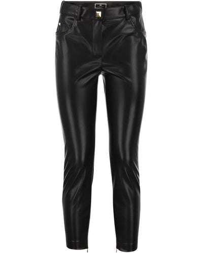 Elisabetta Franchi Faux Leather Skinny Trousers - Black