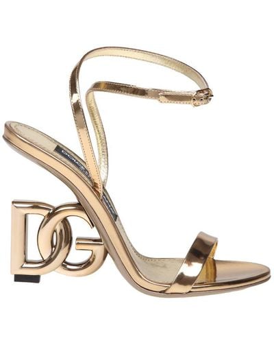 Dolce & Gabbana Keira Sandals In Gold Colour Mirror Leather - Metallic