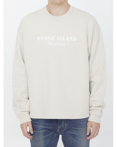 Stone Island Cotton Sweatshirt With Logo - White