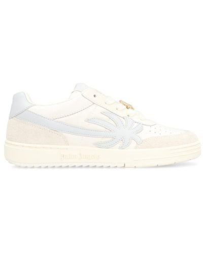 Palm Angels Palm Beach College Leather Low Sneakers - White