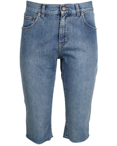 Saint Laurent Knee-length Denim Shorts - Blue