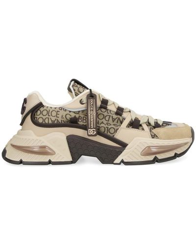 Dolce & Gabbana Airmaster Suede, Leather And Shell Low-top Sneakers - Natural