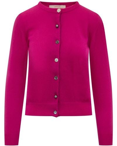 Jucca Crew Neck Cardigan - Pink