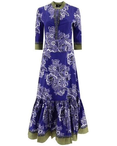 Etro Bandana Bouquet Dress - Blue