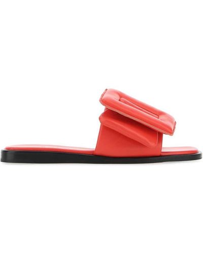 Boyy Leather Puffy Slippers - Red