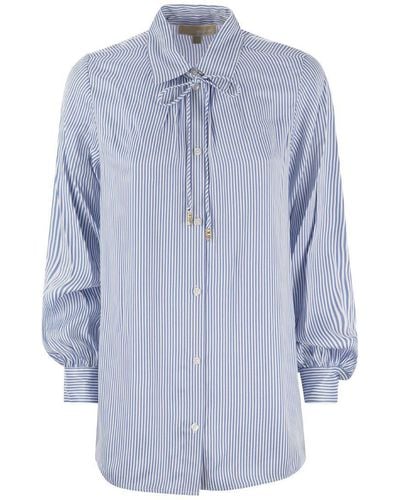 Michael Kors Striped Viscose Shirt With Front Fastening - Blue