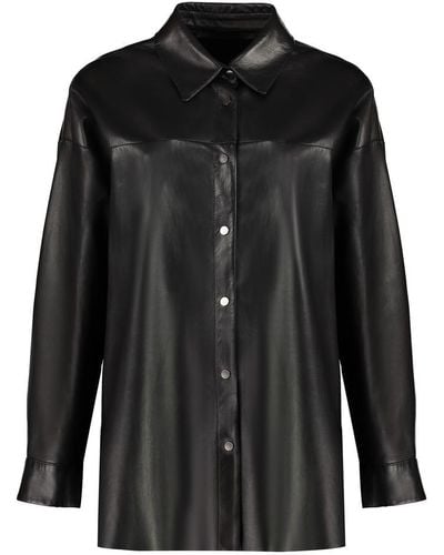 Salvatore Santoro Leather Shirt - Black