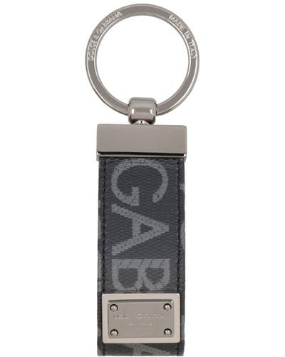 Dolce & Gabbana Fabric Key Ring With Logo - Black