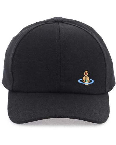 Vivienne Westwood Uni Colour Baseball Cap With Orb Embroidery - Black