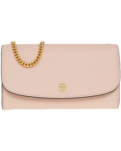 Tory Burch ‘Robinson’ Wallet With Strap - Pink