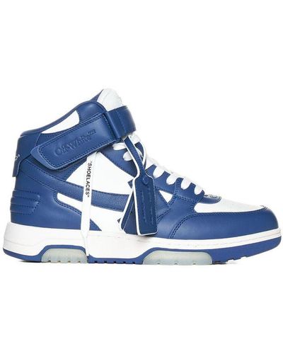 Off-White c/o Virgil Abloh Out Of Office Arrow-embroidered Leather Mid-top Trainers - Blue