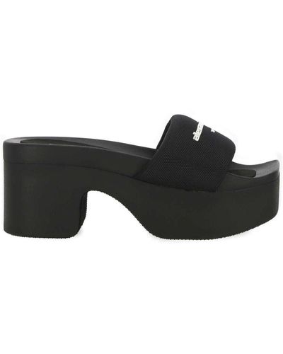 Alexander Wang Slide Platform Sandal With Logo - Black