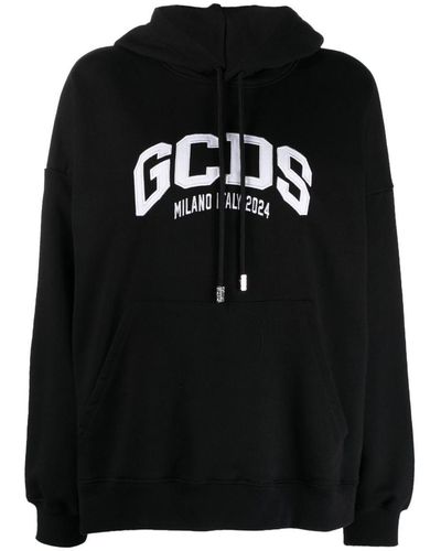 Gcds Cotton Hoodie Logo Lounge - Black