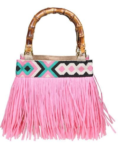 La Milanesa Handbag With Fringes - Pink