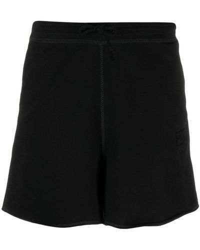 Ganni Drawstring Organic Cotton Shorts - Black
