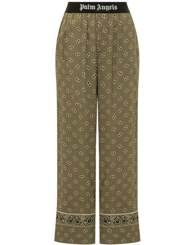 Palm Angels Trousers With Paisley Pattern - Green