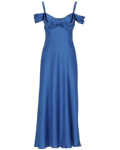 Alberta Ferretti Off-the-shoulder Satin Dress - Blue
