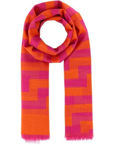 Jimmy Choo Teia Abstract Printed Detail Scarf - Red