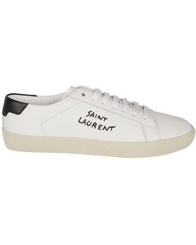 Saint Laurent Navy Canvas Court Sl/06 Sneakers - White