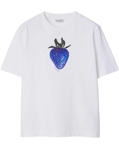 Burberry Strawberry Print T-Shirt - White
