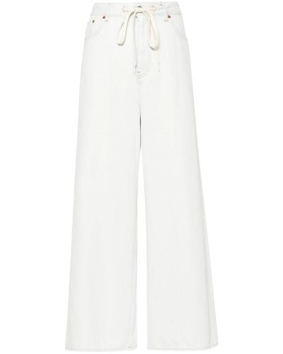 MM6 by Maison Martin Margiela Wide Leg Jeans With Drawstring - White