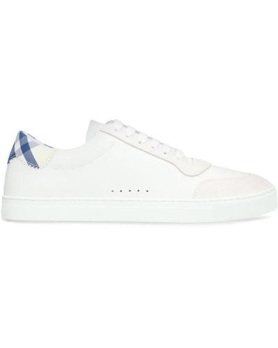 Burberry Check Leather-cotton Trainers - White