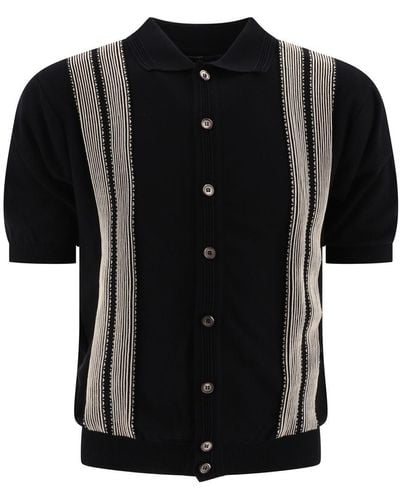 Kapital "Oyster Aloha" Knit Polo Shirt - Black
