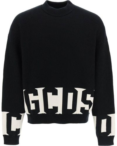 Gcds monogram jacquard mini cardigan: Women Knitwear Black
