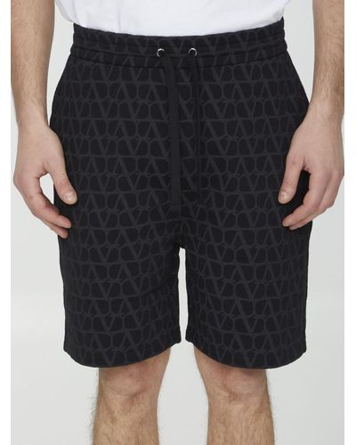 Valentino Garavani Toile Iconographe Cotton Bermuda Shorts - Black
