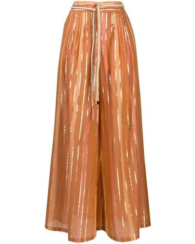 Zimmermann Striped Cotton Relaxed Trousers - Orange
