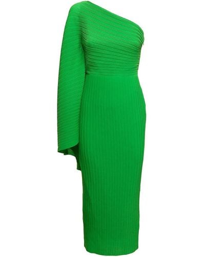 Solace London 'Lenna' Midi One-Shoulder Dress - Green