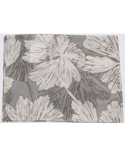 Brunello Cucinelli Multicolor Gray Silk Scarves - Metallic