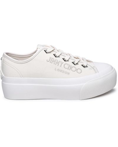 Jimmy Choo Palma Maxi Logo-embroidered Canvas Low-top Trainers - White