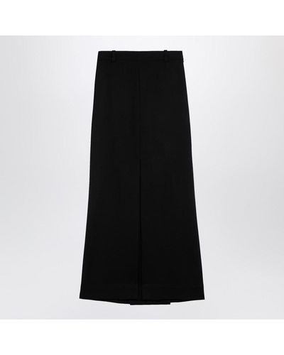 Victoria Beckham Wool-Blend Long Skirt - Black