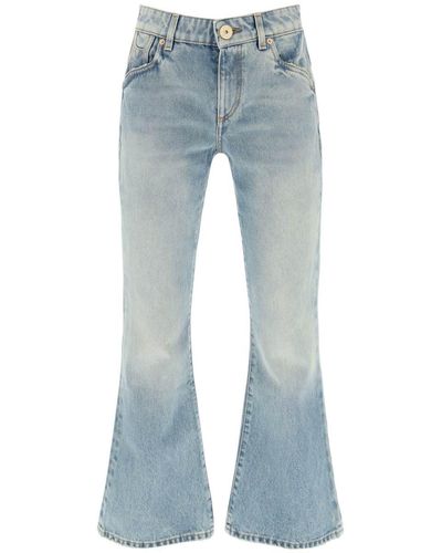 Balmain Western-style Crop Bootcut Jeans - Blue
