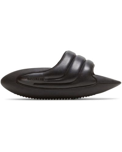 Balmain B-it Puffy Quilted Leather Slides - Black