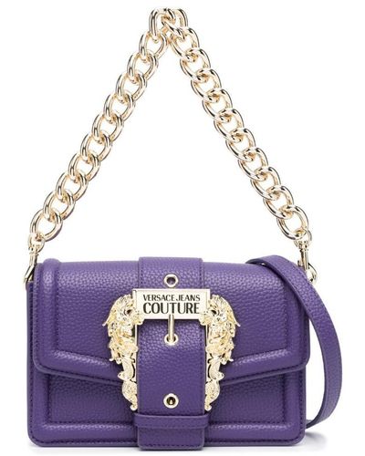 Versace Jeans Couture Baroque-buckle Chain-strap Shoulder Bag - Purple