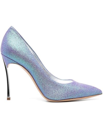 Casadei Blade Iridescent Leather Court Shoes - Blue