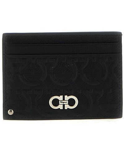 Ferragamo Logo Card Holder Wallets, Card Holders - Black