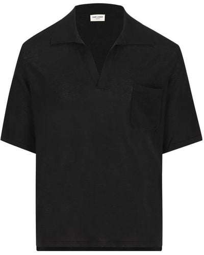Saint Laurent Cassandre Short-sleeved Polo Shirt - Black