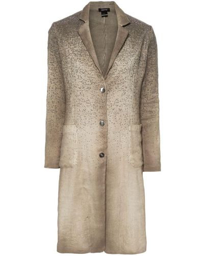 Avant Toi Micro Mat Stich Coat With Studs And Rhinestones Clothing - Natural