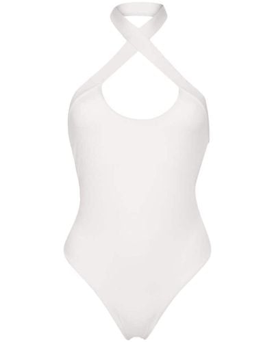 Off-White c/o Virgil Abloh Off- Halterneck Open-Back Swimsuit - White