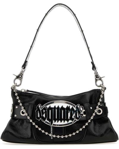 DSquared² Black Leather Gothic Shoulder Bag