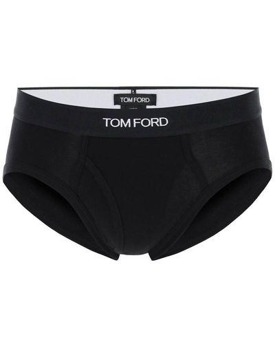 Tom Ford Logo Band Slip Underwear With Elastic - Black