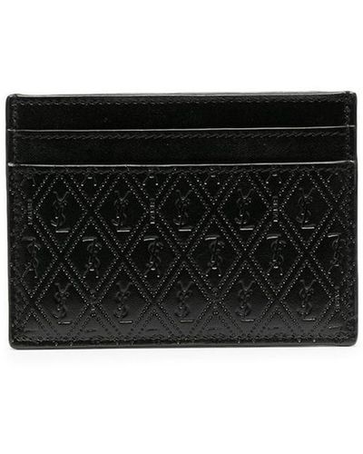 Saint Laurent Perforated Leather Cardholder - Black