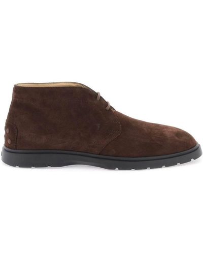 Tod's Suede Leather Ankle Boots - Brown