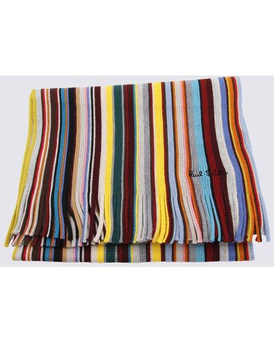 Paul Smith Multicolour Wool Stripe Scarf - Red