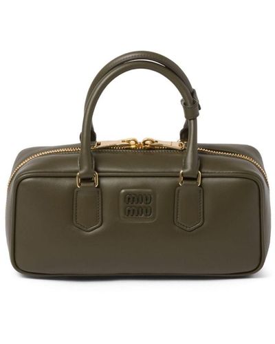 Miu Miu Mini Arcadie Leather Top-Handle Bag - Green