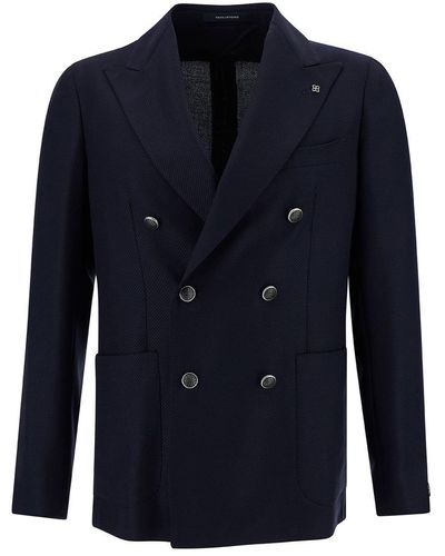 Tagliatore 'Montecarlo' Double-Breasted Jacket With-Colore - Blue