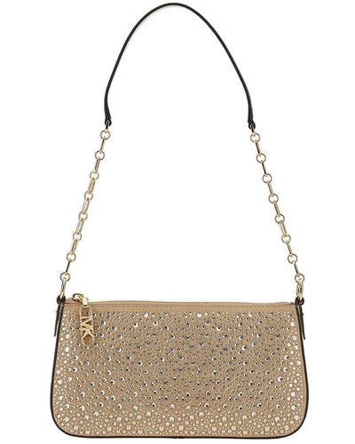 Michael Kors Shoulder Bag With All-Over Rhinestone - Gray